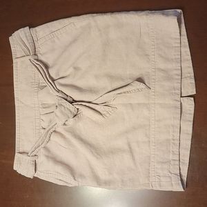 Cream Colored Linen Pencil Skirt with Lining, Attached Belt, & Back Zipper Sz 6